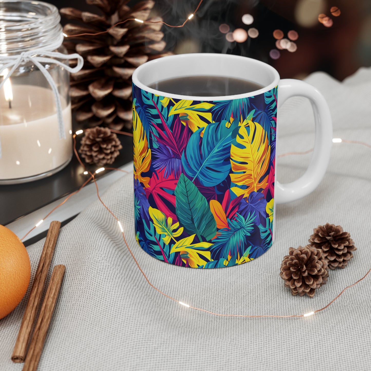 Tropical Vibes 11oz Ceramic Mug – Brighten Your Mornings