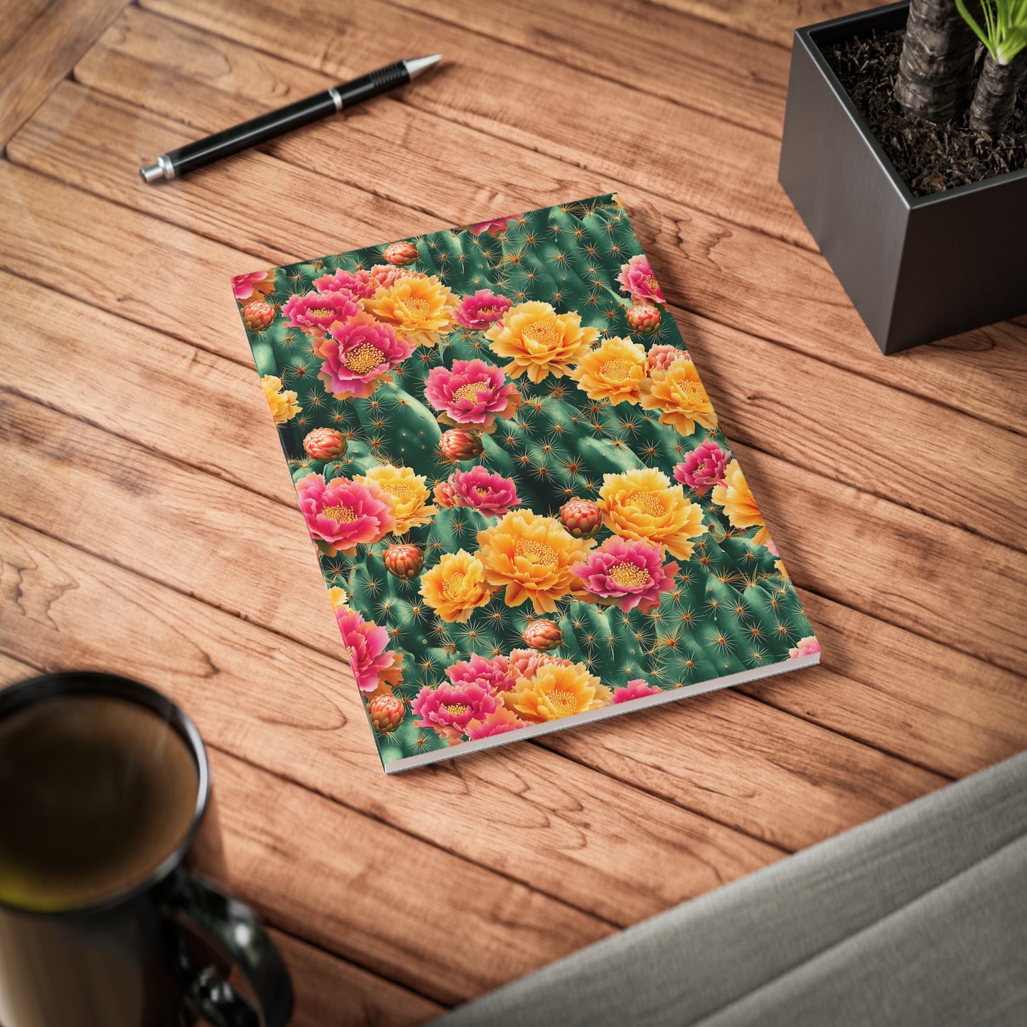 Cactus Bloom A5 Softcover Notebook – Vibrant & Inspiring