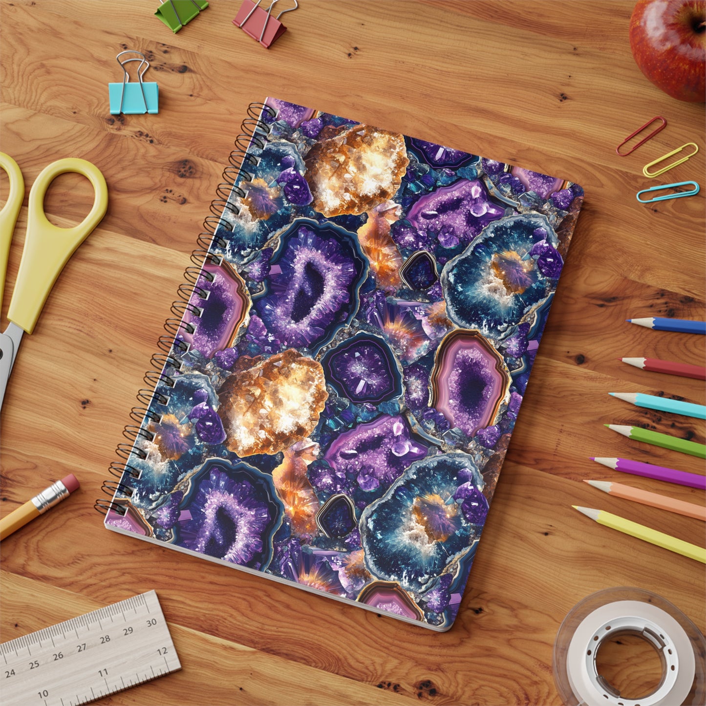 Amethyst Geode A5 Wirobound Softcover Notebook – Elegant & Striking