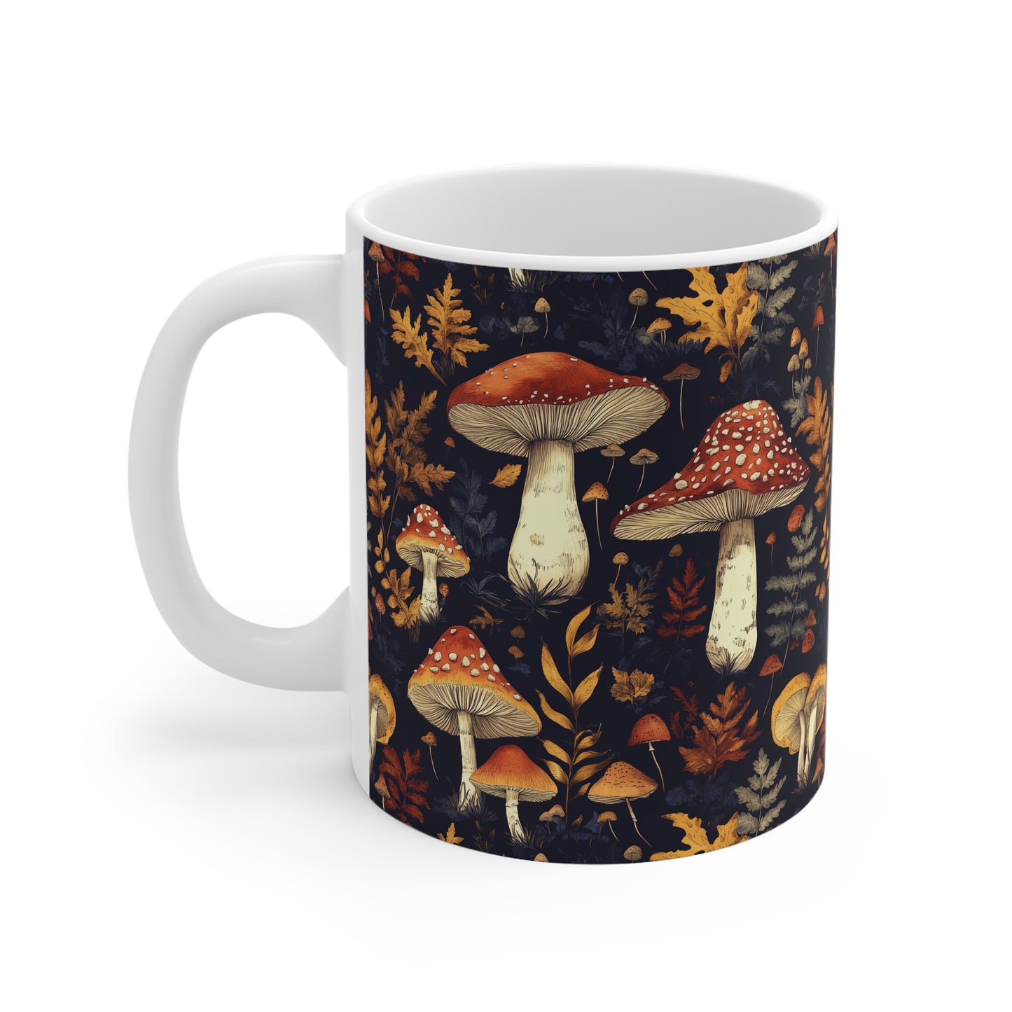 Fungi Forest 11oz Ceramic Mug - Vibrant & Durable