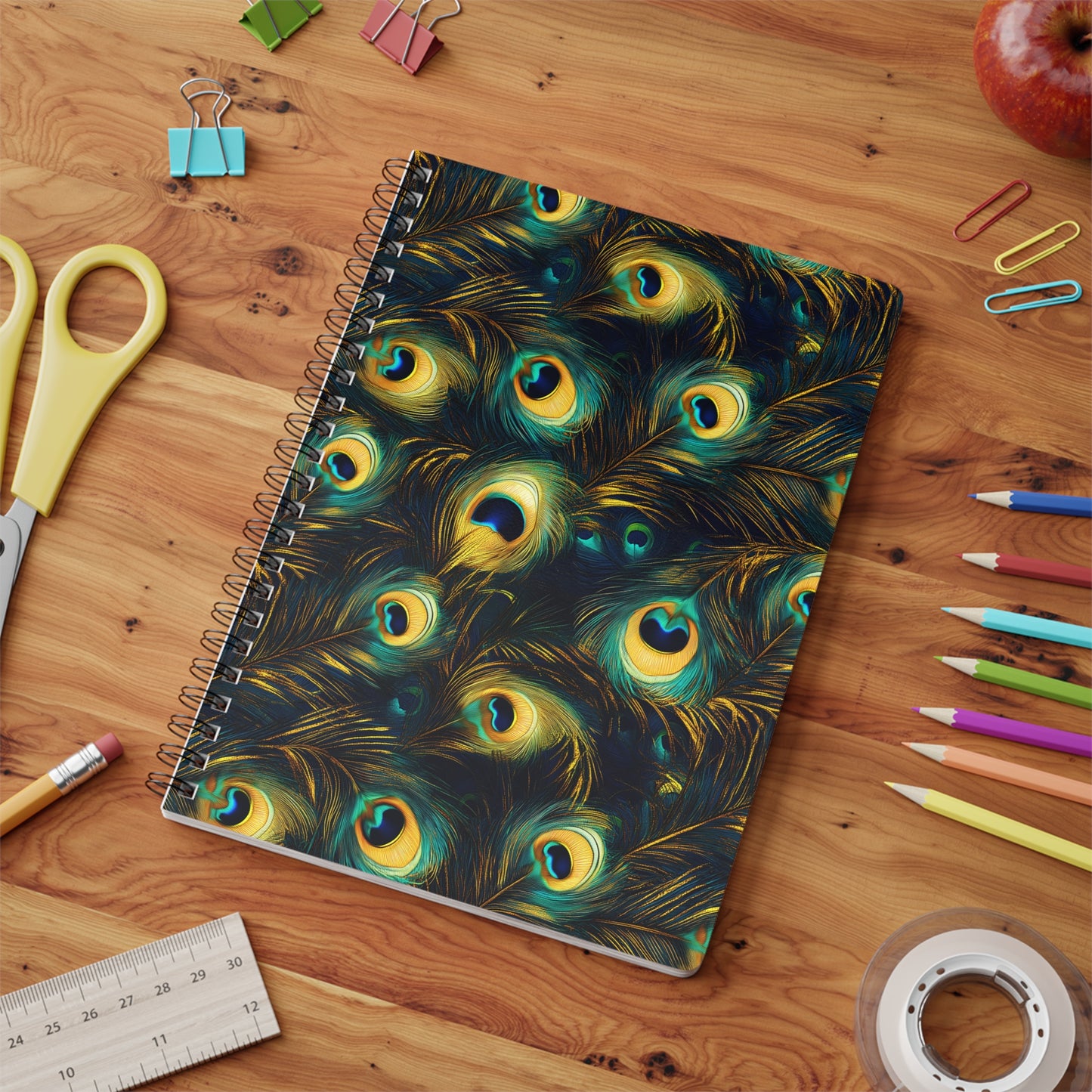 Peacock Flourish A5 Wirobound Softcover Notebook – Elegant & Vibrant