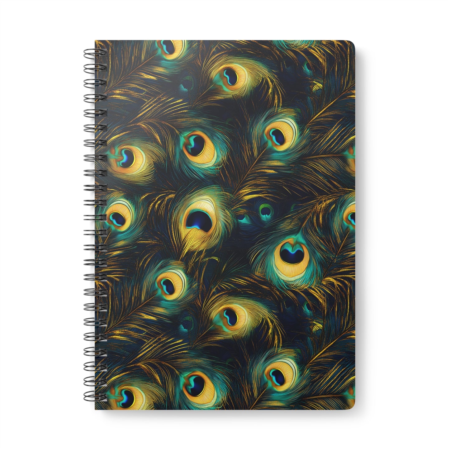 Peacock Flourish A5 Wirobound Softcover Notebook – Elegant & Vibrant