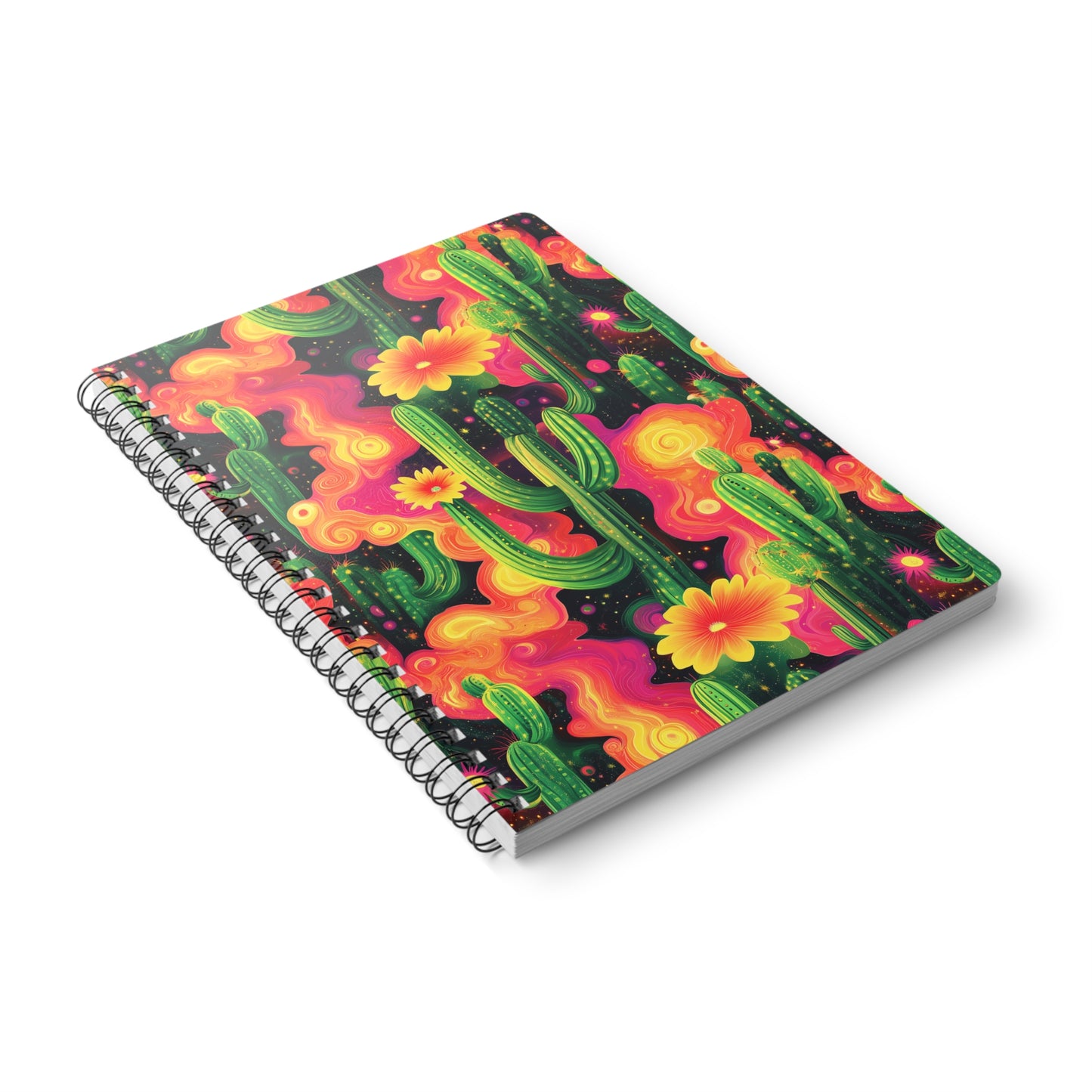 Cosmic Cactus A5 Wirobound Softcover Notebook – Vibrant & Out-of-This-World