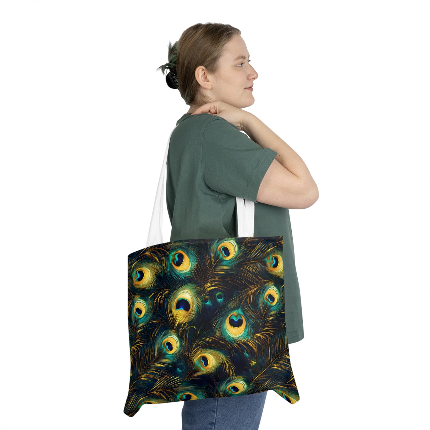 Peacock Flourish Shoulder Tote Bag - Stylish & Practical