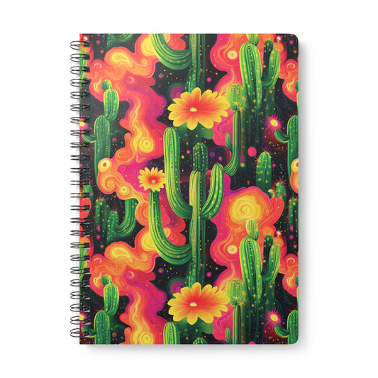 Cosmic Cactus A5 Wirobound Softcover Notebook – Vibrant & Out-of-This-World