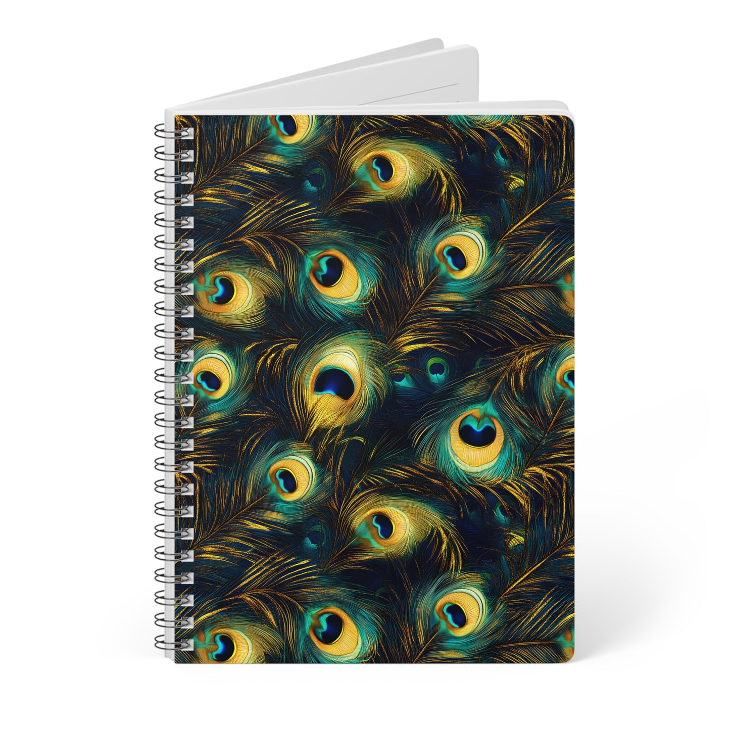 Peacock Flourish A5 Wirobound Softcover Notebook – Elegant & Vibrant