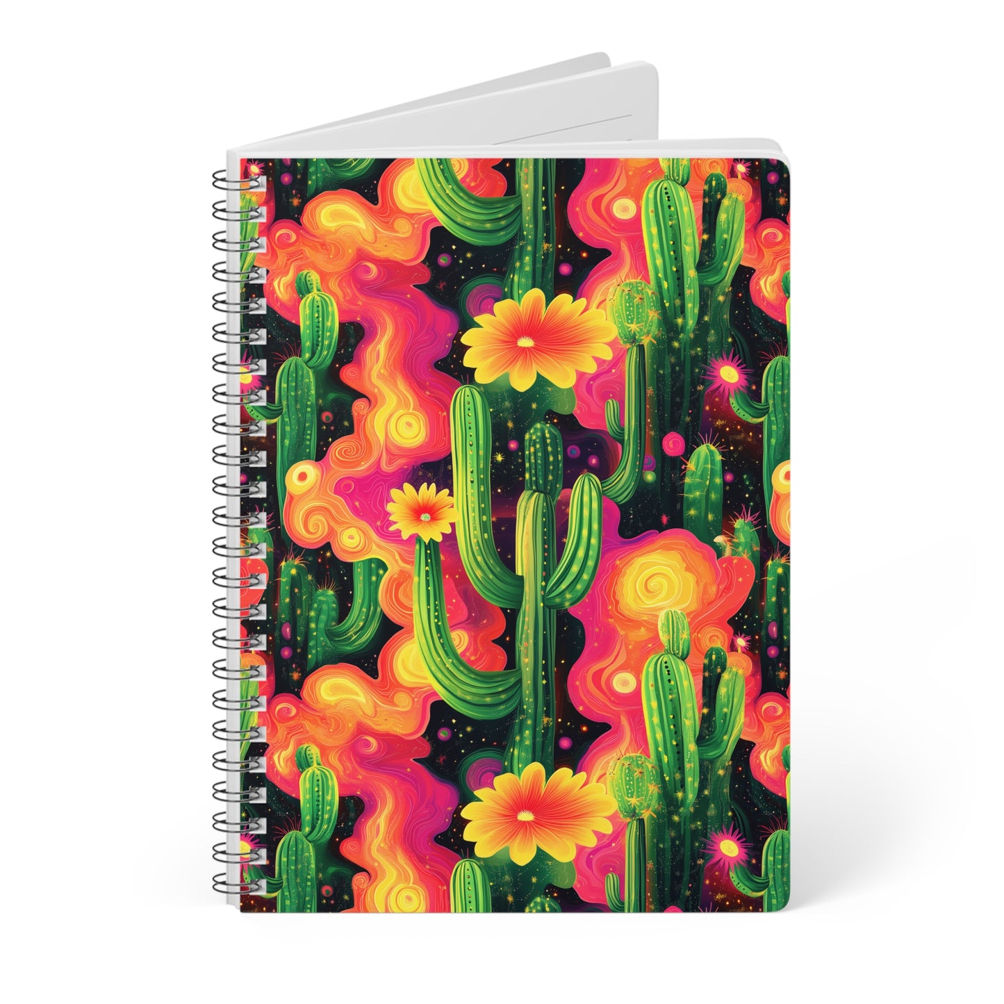 Cosmic Cactus A5 Wirobound Softcover Notebook – Vibrant & Out-of-This-World