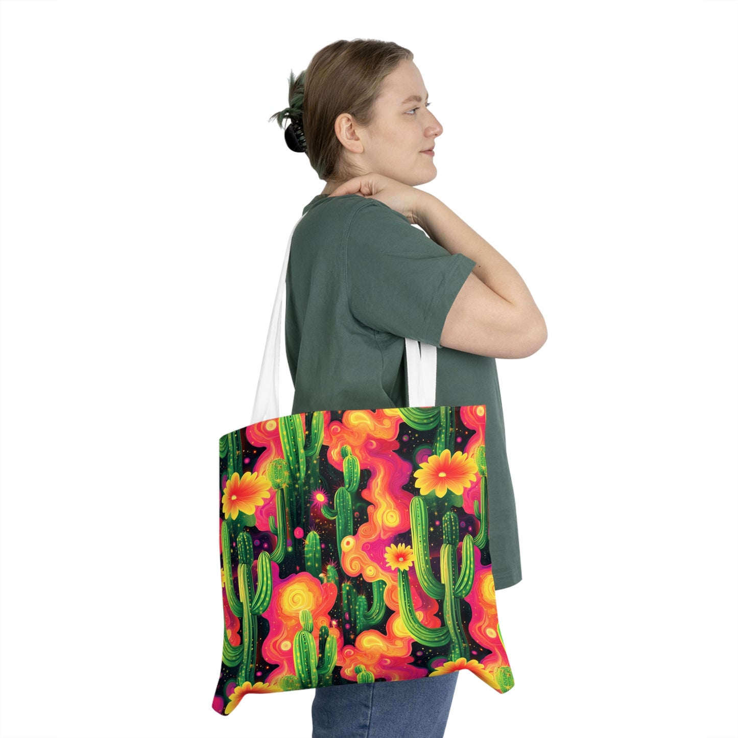 Cosmic Cactus Shoulder Tote Bag - Stylish & Practical