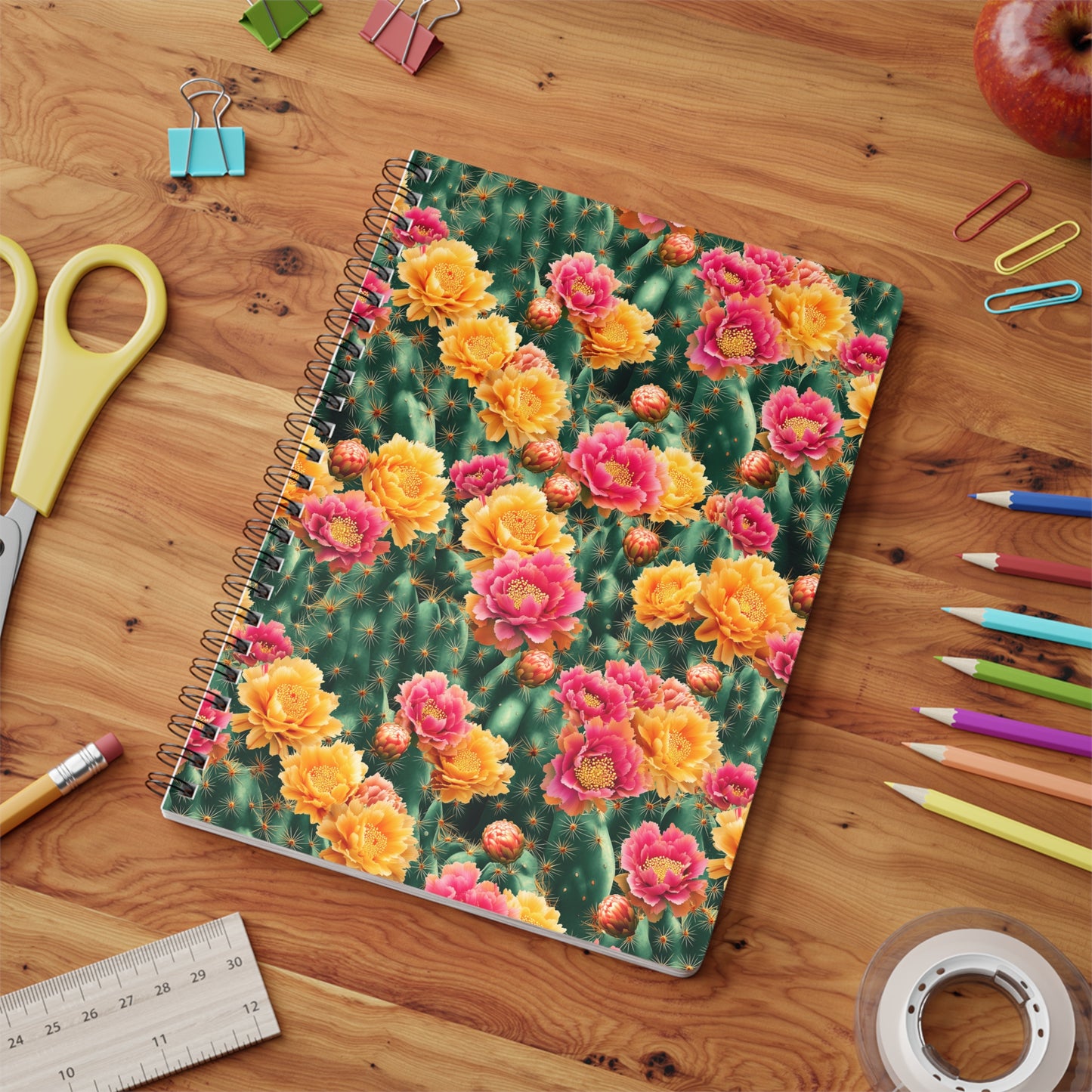 Cactus Bloom A5 Wirobound Softcover Notebook – Vibrant & Fresh