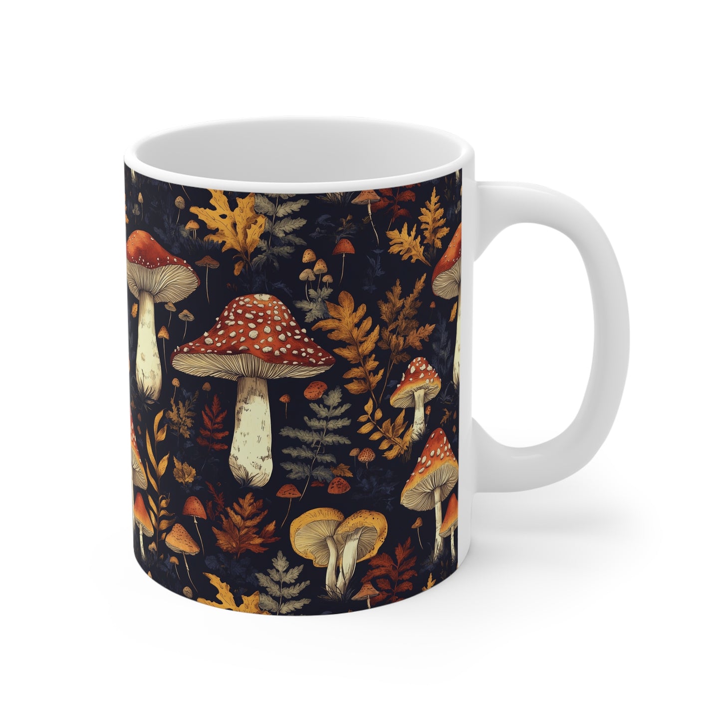 Fungi Forest 11oz Ceramic Mug - Vibrant & Durable