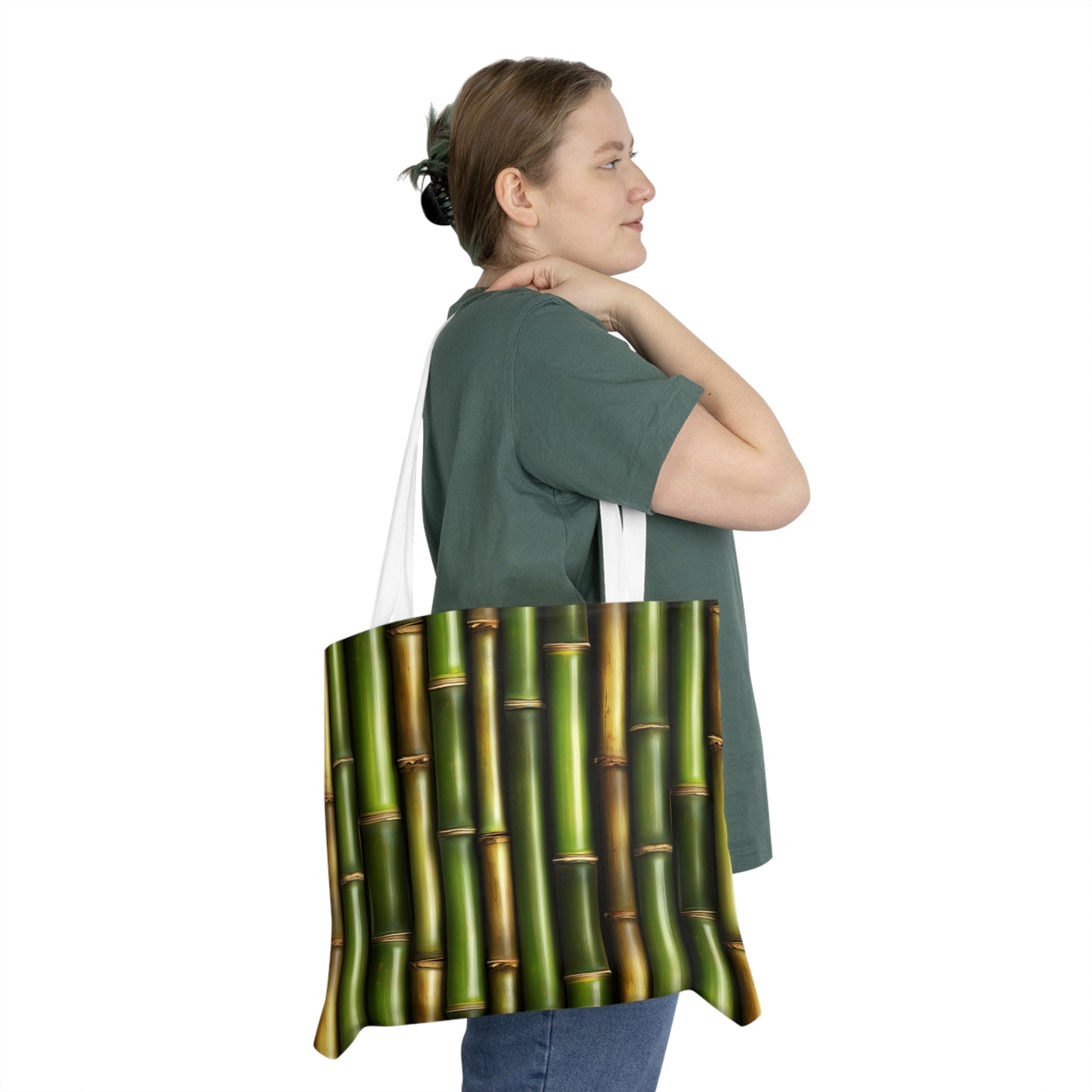 Emerald Bamboo Shoulder Tote Bag - Stylish & Practical