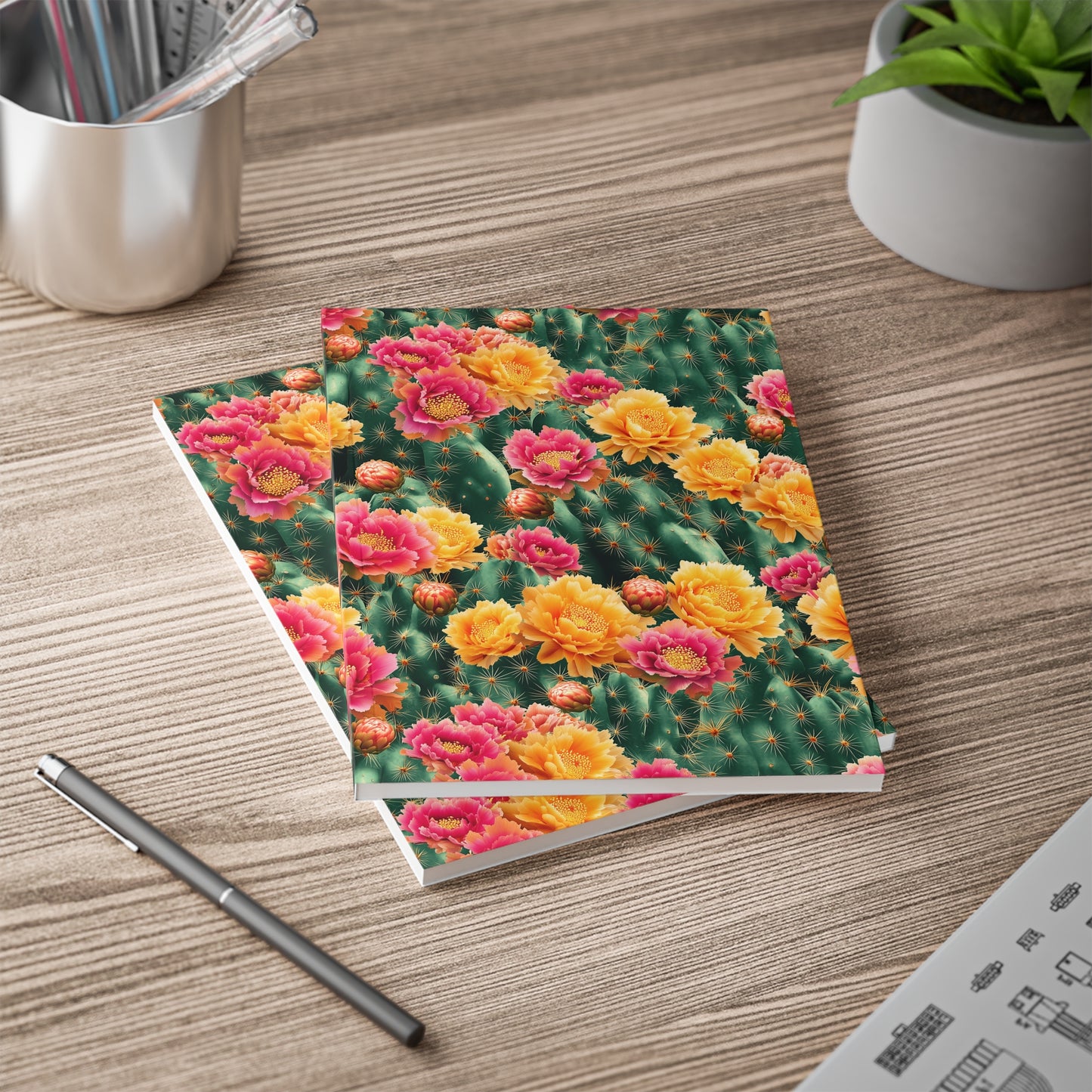 Cactus Bloom A5 Softcover Notebook – Vibrant & Inspiring