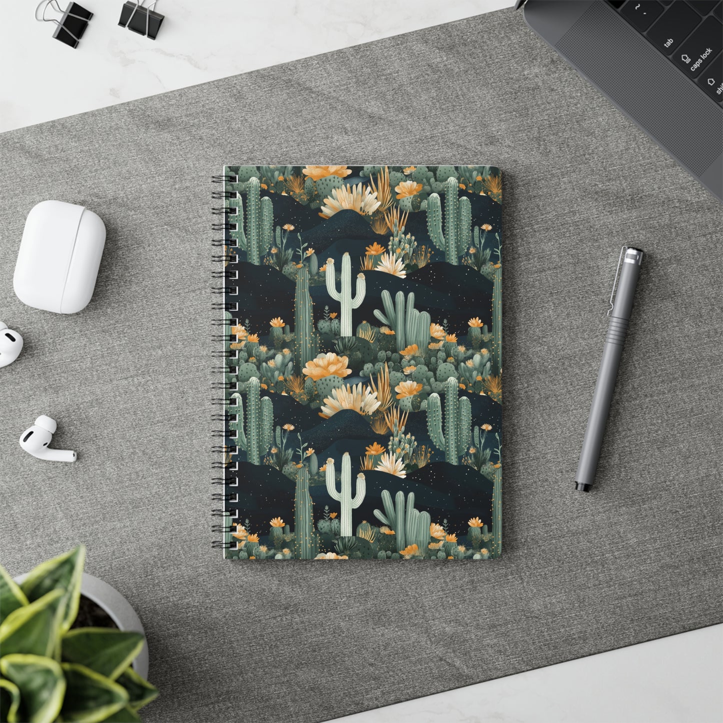 Desert Bloom A5 Wirobound Softcover Notebook – Stylish & Practical