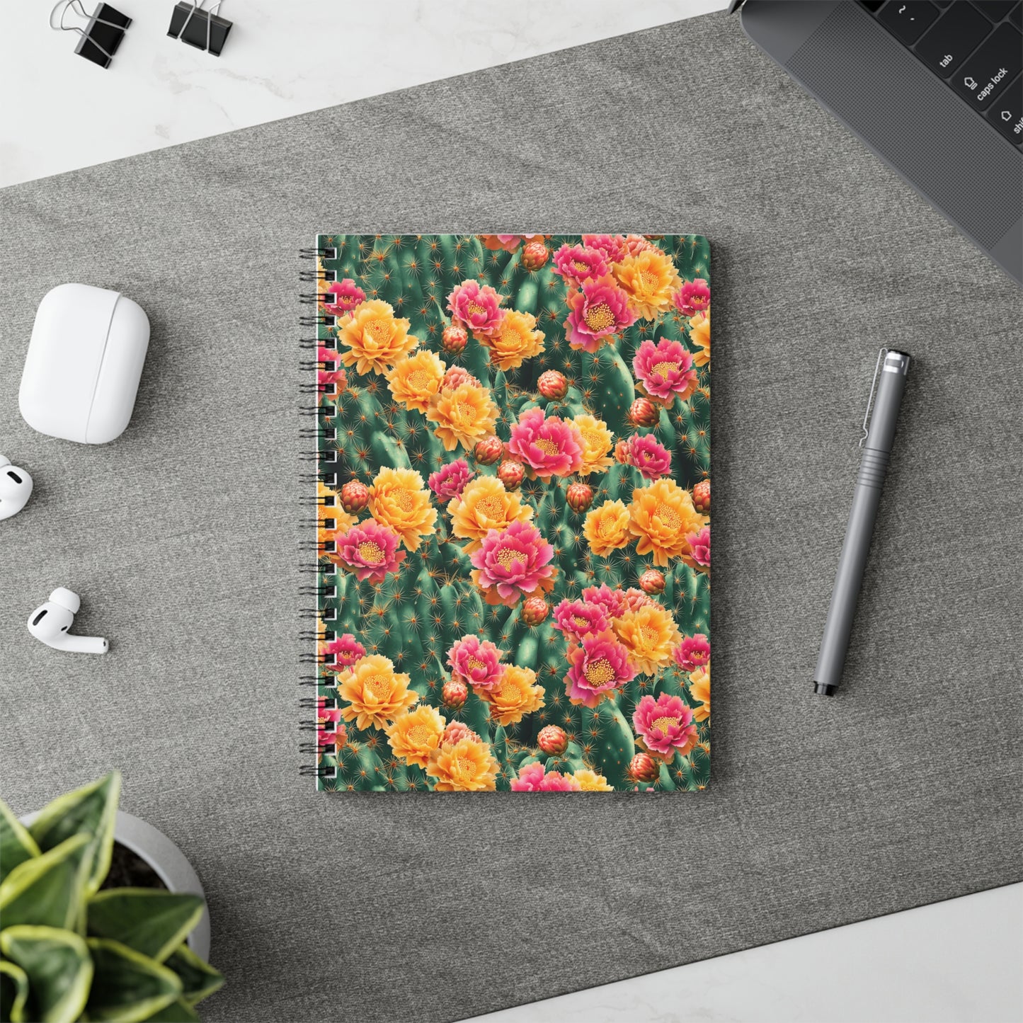 Cactus Bloom A5 Wirobound Softcover Notebook – Vibrant & Fresh