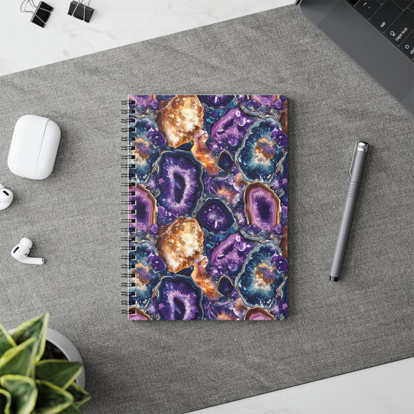 Amethyst Geode A5 Wirobound Softcover Notebook – Elegant & Striking