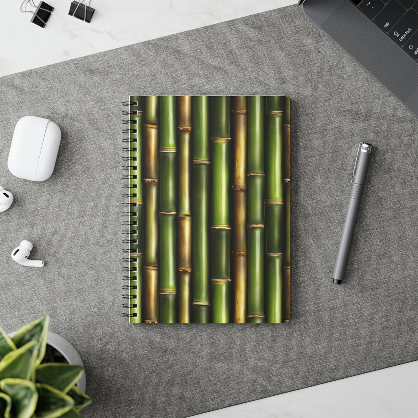 Emerald Bamboo A5 Wirobound Softcover Notebook – Natural & Sophisticated